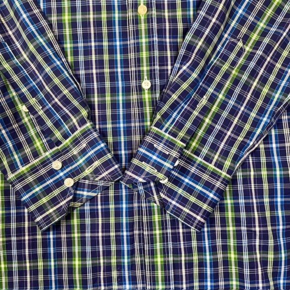 Maker & Company Button Front Shirt Violet Purple Blue Green White Size Medium - Picture 2 of 9